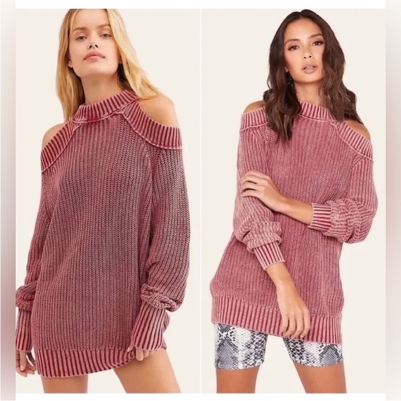 Free People Half Moon Bay Pullover Sweater Wine Small - Picture 2 of 14
